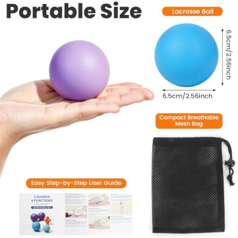 2 Pack Massage Lacrosse Balls for Myofascial Release, Trigger Point Therapy