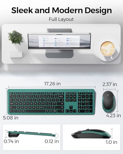 seenda Wireless Keyboard and Mouse Combo, Slim Full-Size Design
