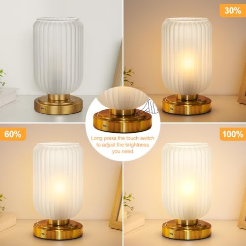 LightRound Cordless Table Lamp for Bedroom, Touch Stepless Dimmable