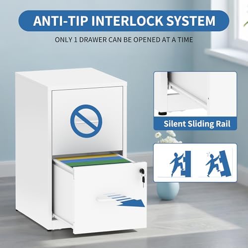 2 Drawer File Cabinet with Lock,Metal File Cabinet for Home Office