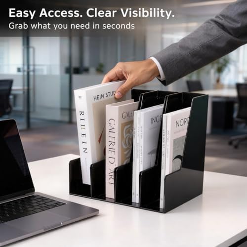 CiWiVOKi Vertical Magazine File Holder, 4 Pack, Black