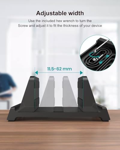 Adjustable Vertical Laptop Stand for Desk, Compatible with 11-Inch to 17.3-Inch Laptops, iPad, iPhone, MacBook Pro/Air, Dell, HP, Lenovo, Asus - 3 in 1 Design Computer Stand (Black)