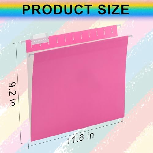25 Pack Pink Hanging File Folders with Pocket,Letter Size Decorative File Folder Cute Pretty Hanging Folder for Office Home School with 1/5-Cut Adjustable Tabs