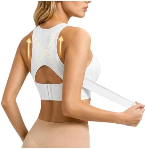 Posture Support Bras for Older Women Front Closure Crossback Wireless Bra Full Coverage Posture Correcting Bralette
