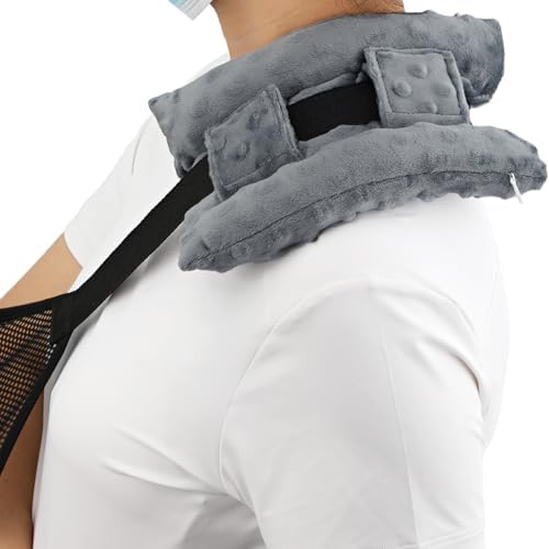 Upgrade Neck Pad Strap Cushion Pillow for Arm Sling Comfort Shoulder Support Pad Rotator Cuff Replacemet Surgery Elbow Brace Carry Padded Cover Broken Wrist Hand Injury Cast, Minky Dot Dark Gray