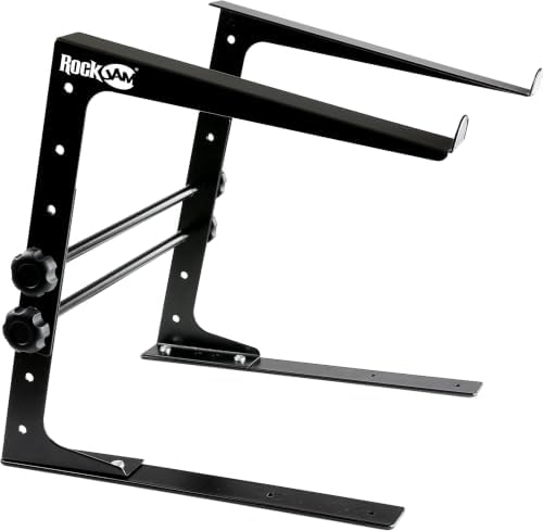 RockJam Portable DJ Laptop Stand with Adjustable Height, Anti-Slip Design, Works for Laptops, Controllers & CD Players (Pack of 5)