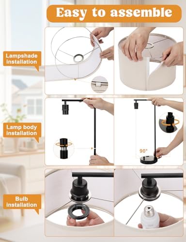 20.7" Tall Table Lamp with USB & Outlet, Fully Dimmable Nightstand Lamp