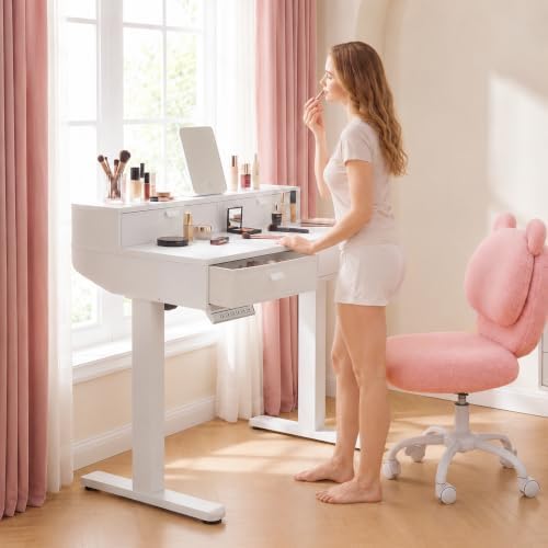 HUANUO 39-Inch 4 Drawers Electric Standing Vanity Desk