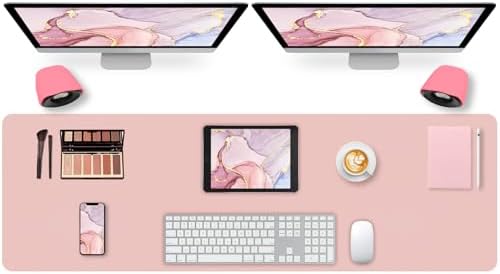 Leather Desk Pad Mat, Large Pink Desk Mat, 47.2" x 16.9"