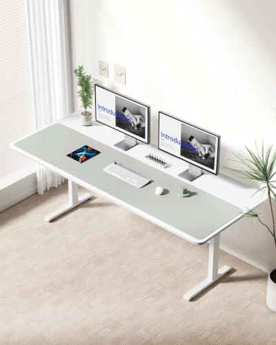 YSAGi Leather Desk Protector, Office Mat, Large Mouse Mat, Non-Slip PU Leather Blotter, Laptop Desk Mat, Waterproof Writing Pad for Office and Home(Light Grey, 63" x 17.2")
