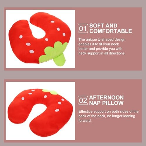 Strawberry Print U Shaped Travel Neck Pillow for Adults