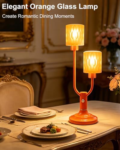Lightdot Mid Century Modern Orange Table Lamp Vintage Lamp Gift Dimmable