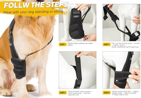 Dog Elbow Brace with Metal Splint,Hygroma Elbow Protector Pads for Dogs Shoulder Callus, Arthritis, Dysplasia, Dislocation, Pressure Sores, Secure Fit for Active & Senior Dogs