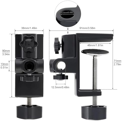 RTNLIT Desk Lamp Clamp, 0.49in/12.5mm 4 Hole Metal Table Mounting Clamp