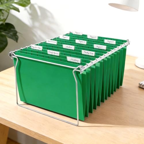 SUNEE Hanging File Folders, 25 Pack Letter Size Hanging File Folders with 1/5-Cut Tabs, Ideal for Home and Office Organization and Papers Classification,Light Green