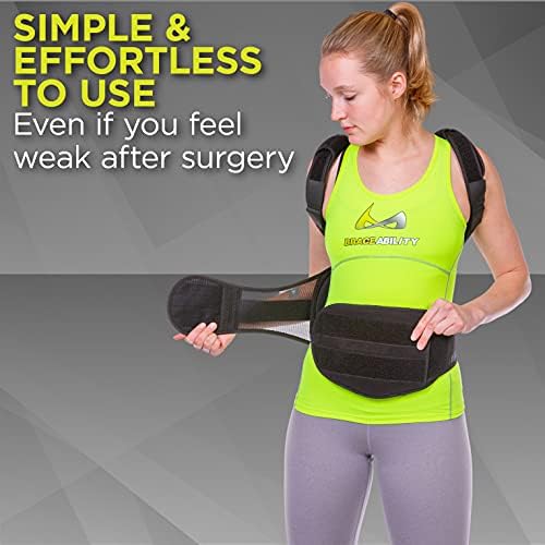 BraceAbility TLSO Full-Body Back Brace Support - Hard Clamshell Jacket for Thoracic Kyphosis, Parkinson's Disease, Fractured Spine, Scoliosis, Postural Correction, Post-Surgery Recovery (Medium)
