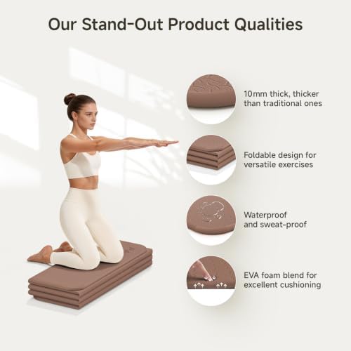 PAIDU Foldable Yoga Mat 10mm Thick, 75"x26" Non-Slip Fitness Exercise Mat