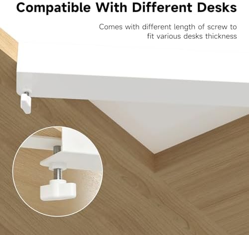 Suptek 17-Inch Clamp-On Corner Desk Connector Platform for Mounting Under-Desk Keyboard Trays on L-Shaped Desks, White, DESKEX01W