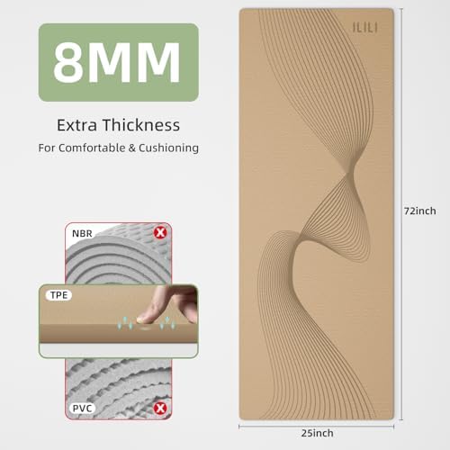 ILILI Exercise Mat 72''x25''×0.3''(8MM)