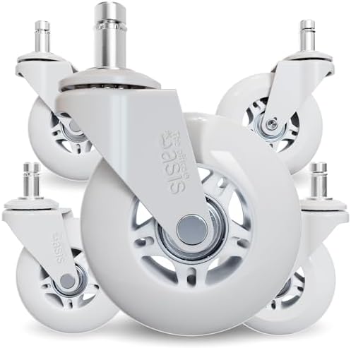 The Office Oasis Original Office Chair Wheels (As Seen On PBS), White