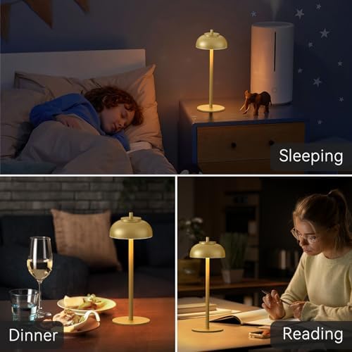 Cordless Table Lamps, Rechargeable LED Touch Lamp, Gold, 2 Pack