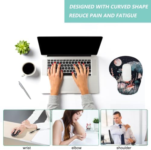Mouse Pad with Wrist Support, Ergonomic Mouse Pads with Memory Foam Wrist Rest, Easy Typing Pain Relief, Comfortable Home Office Computer Wrist Support Pads for Working Studying Gaming, Snail