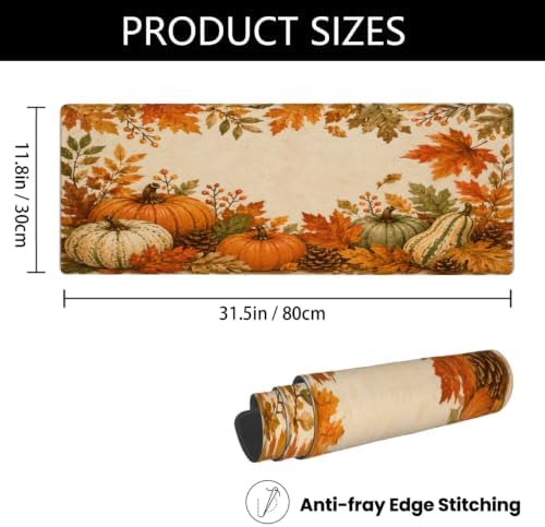 Pumpkin Large Mouse Pad Non-Slip Rubber Long Gaming Desk Mat