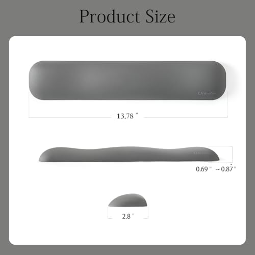 UnivoColors Design-Medium Wave Keyboard Wrist Rest of Medium, Artificial Sheepskin+Memory Foam+Ergonomic+Anti-Slip Gel, Resilience Support During Work and Gaming,Keyboard Accessory,Grey