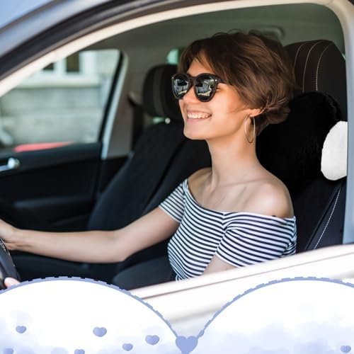 Macarrie 2 Pcs Heart Plush Car Headrest Pillow Angel Wings