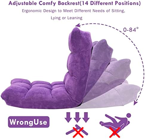 GIANTEX Floor Chairs for Adults, Floor Gaming Chair w/Back Support (Purple)
