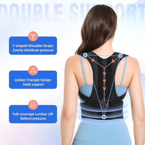 babaka Posture Corrector for Women and Men, Adjustable Full Back Support, Upper and Lower Back Pain Relief, Back Brace, Shoulder Straightener, Scoliosis, Hunchback, Thoracic, Spine Corrector (Medium, Waist: 28''-36'')