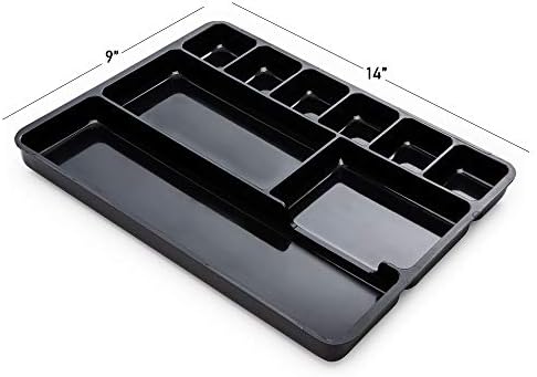 Desk Drawer Organizer Tray with 9 Storage Compartments - For Home and Office - Drawer Organizers Office, Perfect Organizing Pens, Pencils, Paper Clips, Sticky Notes and all your Supplies - 2 Pack