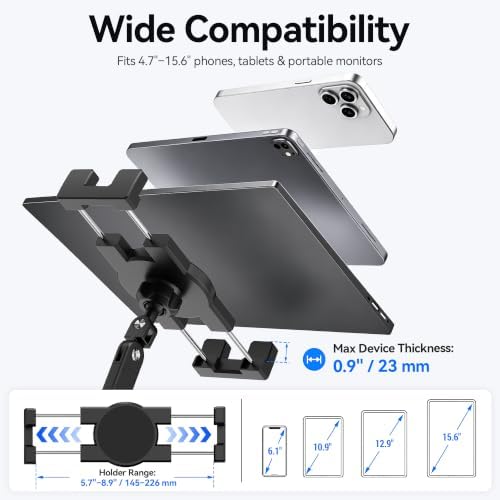 iPad Desk Mount Holder, Sturdy Aluminum Arm with C-Clamp for Desk & Bedside