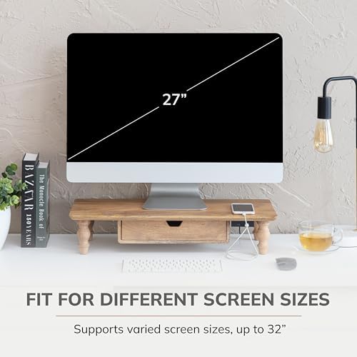 Anji Mountain Monitor Stand for Desk - Desktop Organizer & Laptop Riser, Ergonomic Monitor Riser, Space-Saving, Durable, Easy Assembly & Ideal for Home & Office,Natural, 24-Inch, Pro Edition