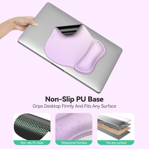 TECKNET Gel Ergonomic Mouse Pad with Wrist Rest, Non-Slip PU Base, Purple