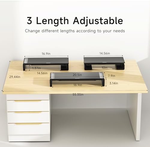 Monitor Stand Riser with Drawer & Phone Holder, Foldable Desk Organizer