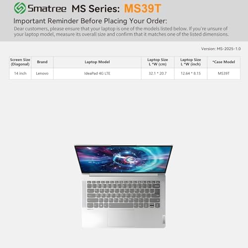 Smatree MS39T EVA Protective Case with Stand for 14" Lenovo IdeaPad 4G LTE