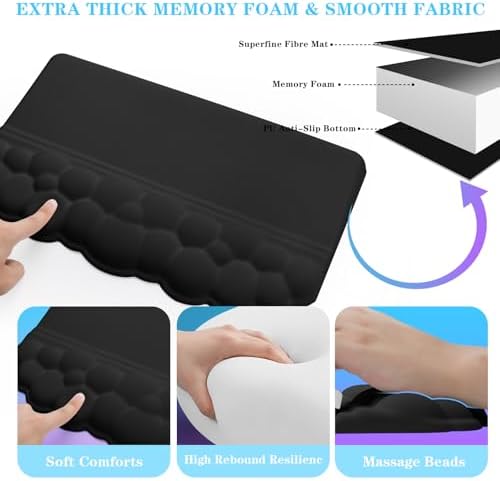 Computer Keyboard Stand with Wrist Rest, Ergonomic Tilted Keyboard Holder - Keyboard Riser with Wrist Pad - Keyboard Tray Support for Office Home -Cloud Set Black