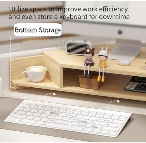 2-Tier Extended Triangle Monitor Stand Riser with Cup Holder & Pegboard Laptop Riser,Wood Desktop Corner Shelf,Computer Laptop Desk Organizer Computer Stand,Space Saving Office Desk Storage Rack