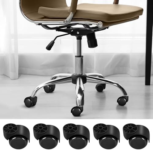 2 Inch Wheels for Office Chairs Replacement, Heavy Duty Rubber Rotating Computer Desk Chair Caster, Safe for All Wood Floors and Carpet, Universal Standard Stem Size Fits 99% (A13004)