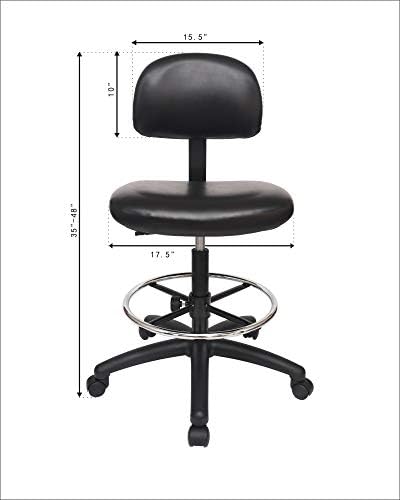 Tall Bench Height Task Chair for Labs, Exam Rooms, Doctor and Dentist Offices. Easy to Clean! 23"-33" Seat Ht. (Tall Bench Height, Black)
