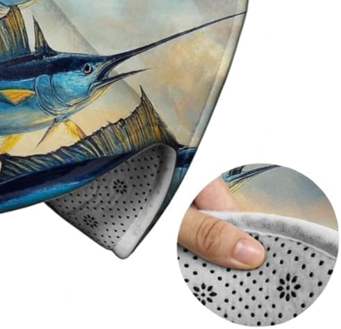 Highly Premium Quality Floor Mat, Office Chair Decor Mat, Room Sofa Yoga Soft Round Carpet Whimsical Fish Painting, 36inch