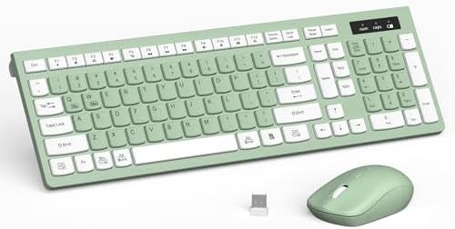 Wireless Keyboard and Mouse Combo Silent for Office and Home(Avocado Green)