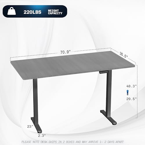VIVO Dark Gray 71 x 36 in Standing Desk, DESK-KIT-E2B7G-36