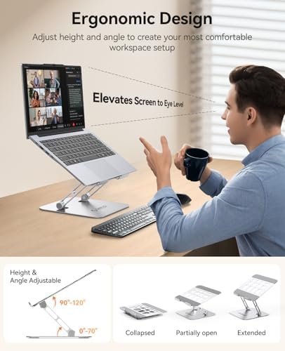 ORICO Ergonomic Laptop Stand for Desk, Height Adjustable Riser, ST11-Silver