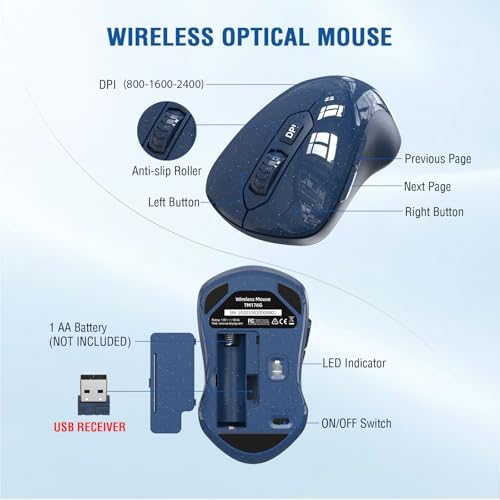 Wireless Keyboard Mouse Combo, Windows & Mac Compatible (Starry Blue)
