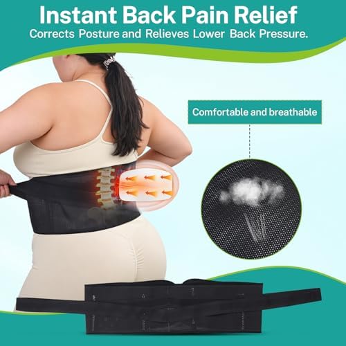 lefeke Plus Size Back Brace for Women & Men - Adjustable Lumbar Support Belt, Lower Back Pain Relief, Sciatica Breathable & Washable, Herniated Disc, Posture Corrector - Extra Large (3XL)