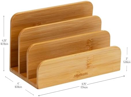 Mind Reader 3-Tier Mail Sorter, Desktop Organizer, Mail Organizer, Modern, Office, Bamboo, 6.75"L x 4"W x 4.25"H, Brown