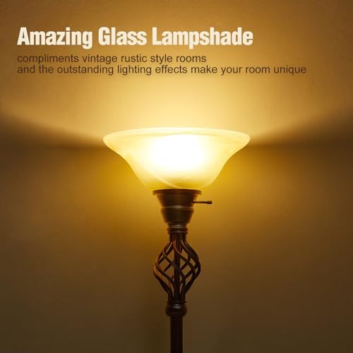 GyroVu Torchiere Floor Lamp for Living Room, LED Standing Reading Light