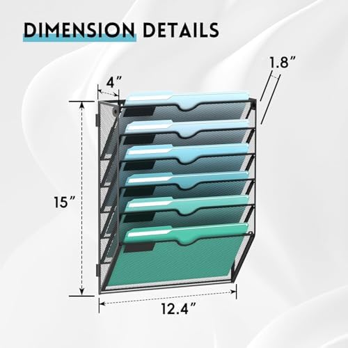 6-Tier Wall File Organizer, Hanging File Holder, Wall Mounted Mail Sorter